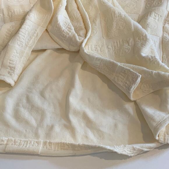 H&M Smiley Shirt Women M Medium Baby Yellow Button Up Relaxed Fit Terry Embossed - Picture 10 of 13